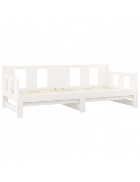Dormeuse Estraibile Bianca Legno Massello di Pino 2x(90x190) cm