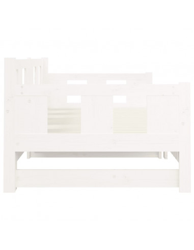 Dormeuse Estraibile Bianca Legno Massello di Pino 2x(90x190) cm