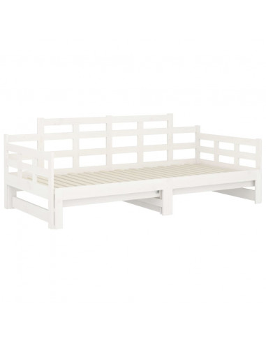 Dormeuse Estraibile Bianca Legno Massello di Pino 2x(90x200) cm