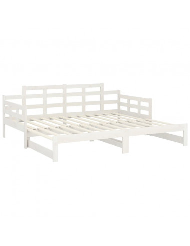 Dormeuse Estraibile Bianca Legno Massello di Pino 2x(90x200) cm