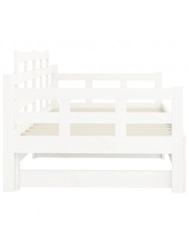 Dormeuse Estraibile Bianca Legno Massello di Pino 2x(90x200) cm