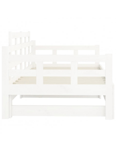 Dormeuse Estraibile Bianca Legno Massello di Pino 2x(90x200) cm