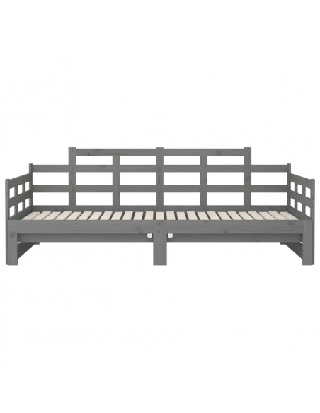Dormeuse Estraibile Grigia Legno Massello di Pino 2x(90x200) cm
