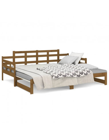 Dormeuse Estraibile Miele Legno Massello di Pino 2x(90x200) cm