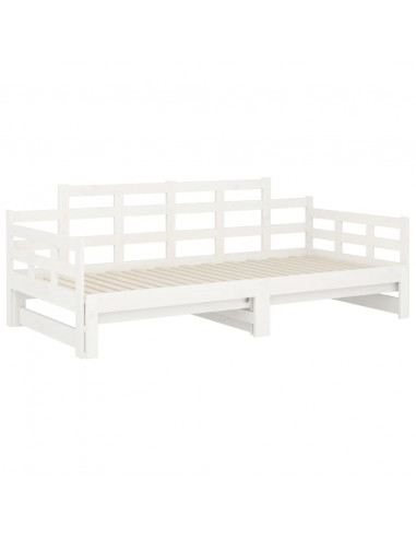 Dormeuse Estraibile Bianca Legno Massello di Pino 2x(90x190) cm
