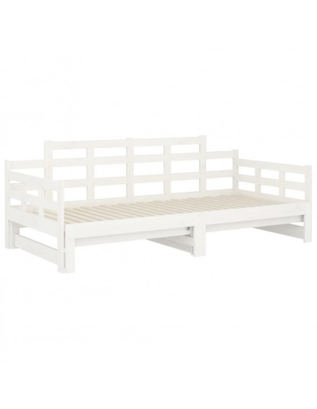 Dormeuse Estraibile Bianca Legno Massello di Pino 2x(90x190) cm