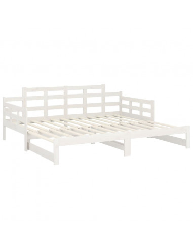 Dormeuse Estraibile Bianca Legno Massello di Pino 2x(90x190) cm
