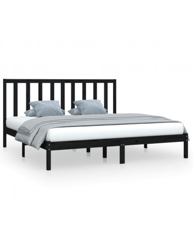 Giroletto Nero in Legno Massello di Pino 200x200 cm