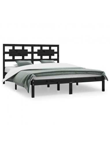 Giroletto Nero in Legno Massello di Pino 200x200 cm