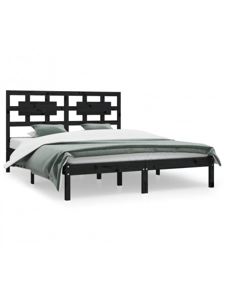Giroletto Nero in Legno Massello di Pino 200x200 cm