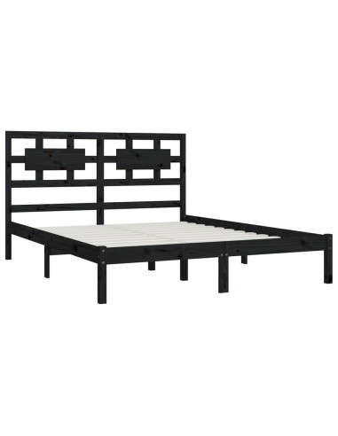 Giroletto Nero in Legno Massello di Pino 200x200 cm