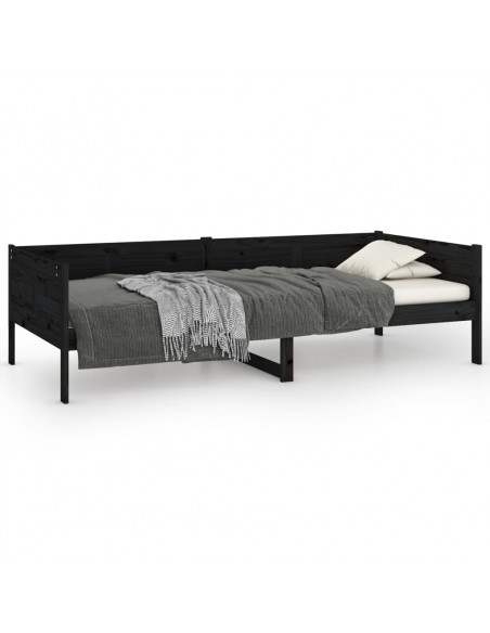 Dormeuse Nera in Legno Massello di Pino 90x190 cm