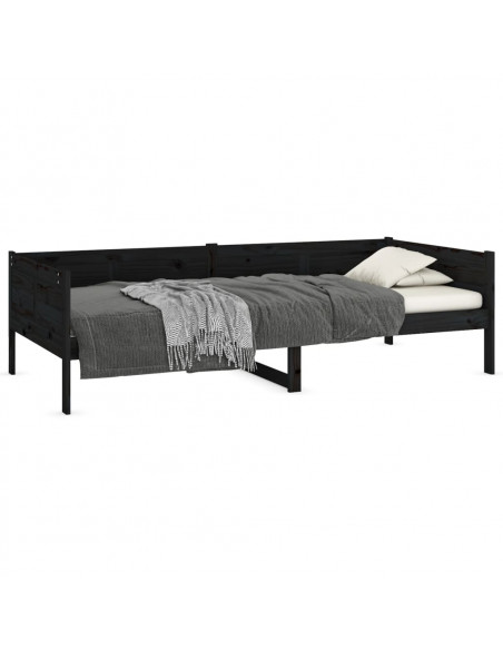 Dormeuse Nera in Legno Massello di Pino 90x190 cm