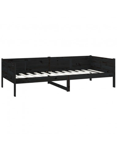 Dormeuse Nera in Legno Massello di Pino 90x190 cm