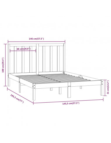 Giroletto Bianco in Legno Massello di Pino 140x190 cm