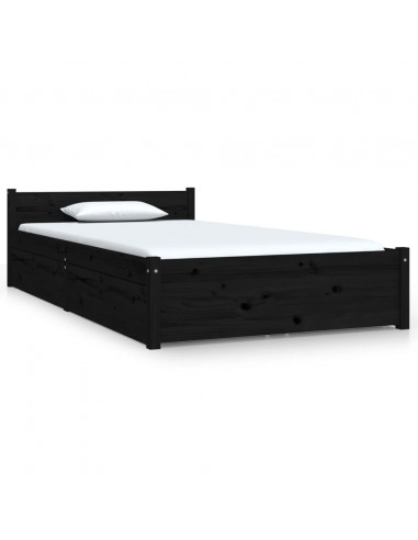 Giroletto con Cassetti Nero 90x200 cm