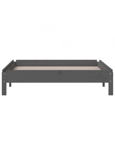 Letto Impilabile Grigio 75x190 cm in Legno Massello di Pino