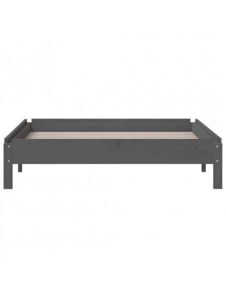 Letto Impilabile Grigio 75x190 cm in Legno Massello di Pino