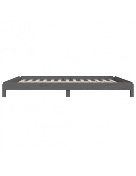 Letto Impilabile Grigio 75x190 cm in Legno Massello di Pino