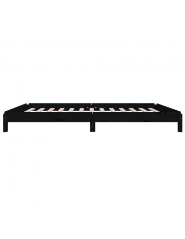 Letto Impilabile Nero 75x190 cm in Legno Massello di Pino