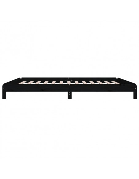 Letto Impilabile Nero 75x190 cm in Legno Massello di Pino