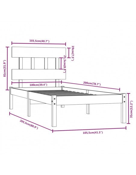 Giroletto Bianco in Legno Massello 100x200 cm