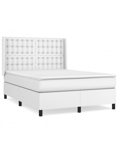 Giroletto a Molle con Materasso Bianco 140x190 cm in Similpelle