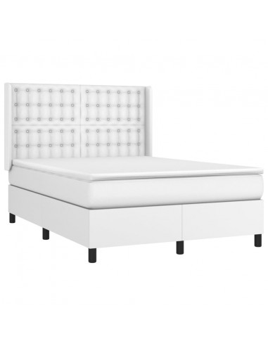 Giroletto a Molle con Materasso Bianco 140x190 cm in Similpelle