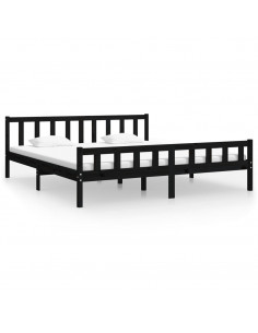 Giroletto Nero in Legno Massello 160x200 cm 2