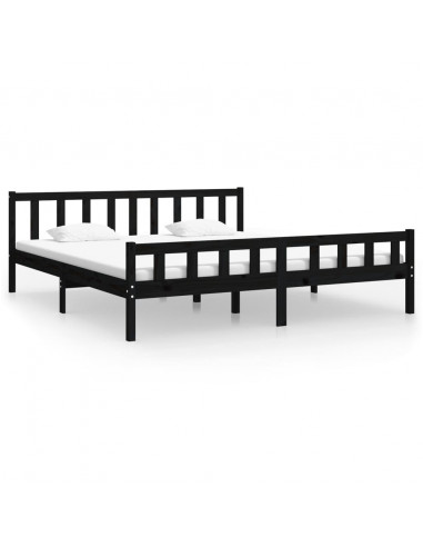 Giroletto Nero in Legno Massello 160x200 cm