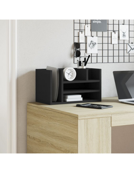 Organizer da Scrivania Nero 44,5x24x25 cm in Legno Multistrato