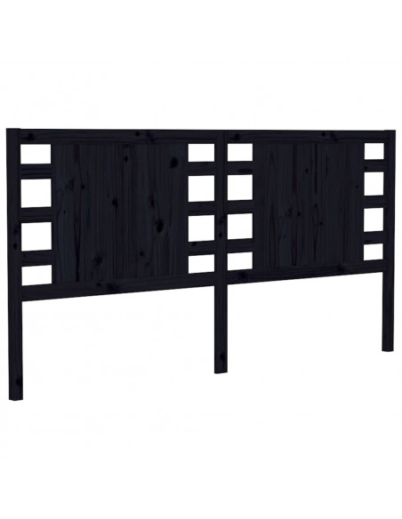 Testiera per Letto Nera 146x4x100 cm in Legno Massello di Pino