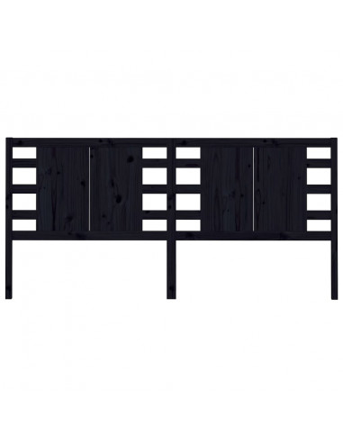 Testiera per Letto Nera 146x4x100 cm in Legno Massello di Pino