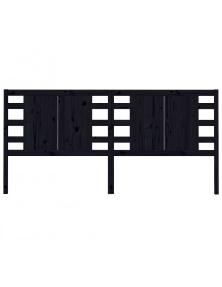 Testiera per Letto Nera 146x4x100 cm in Legno Massello di Pino