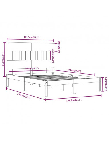 Giroletto Bianco in Legno Massello 140x190 cm