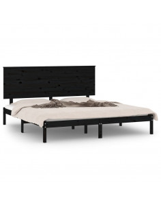 Giroletto Nero in Legno Massello di Pino 200x200 cm 2