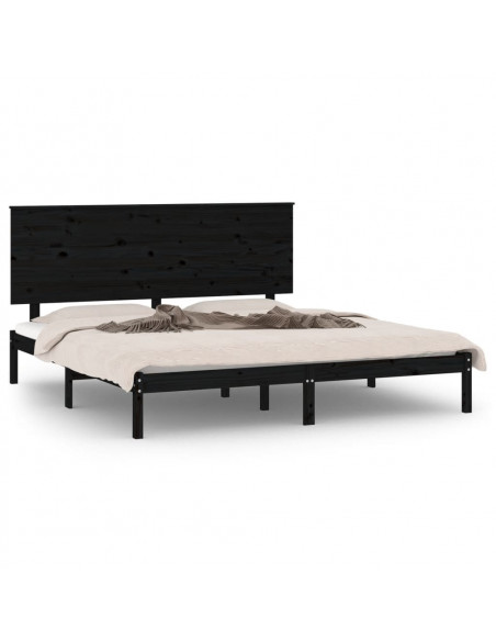 Giroletto Nero in Legno Massello di Pino 200x200 cm