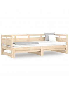 Dormeuse Estraibile in Legno Massello di Pino 2x(90x200) cm 2