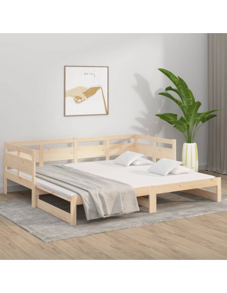 Dormeuse Estraibile in Legno Massello di Pino 2x(90x200) cm
