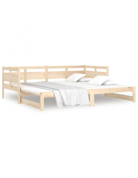 Dormeuse Estraibile in Legno Massello di Pino 2x(90x200) cm