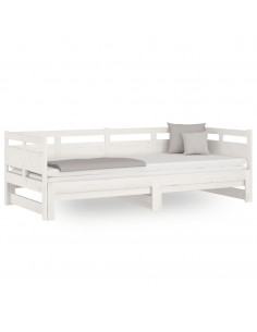 Dormeuse Estraibile Bianca Legno Massello di Pino 2x(90x200) cm 2