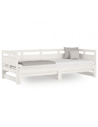 Dormeuse Estraibile Bianca Legno Massello di Pino 2x(90x200) cm