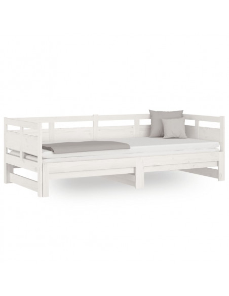 Dormeuse Estraibile Bianca Legno Massello di Pino 2x(90x200) cm