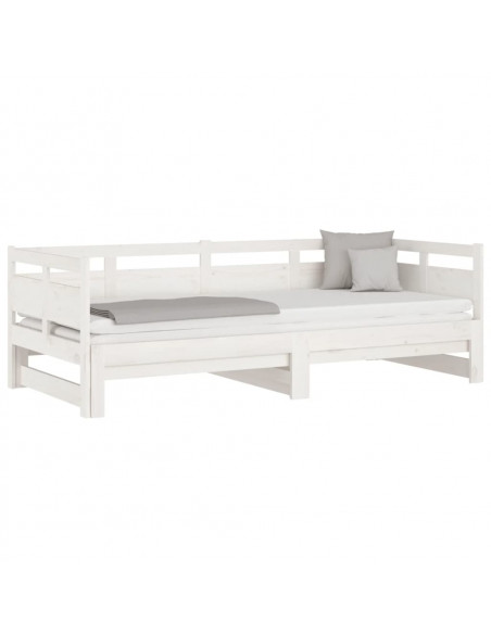 Dormeuse Estraibile Bianca Legno Massello di Pino 2x(90x200) cm