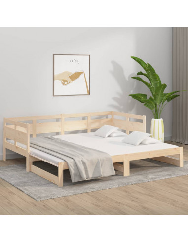 Dormeuse Estraibile in Legno Massello di Pino 2x(80x200) cm