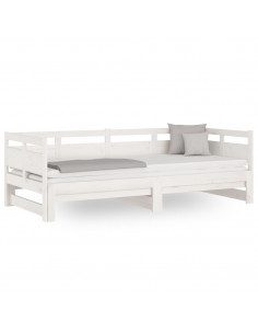 Dormeuse Estraibile Bianca Legno Massello di Pino 2x(80x200) cm 2