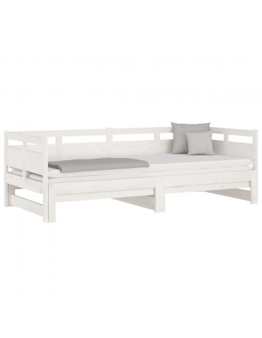 Dormeuse Estraibile Bianca Legno Massello di Pino 2x(80x200) cm
