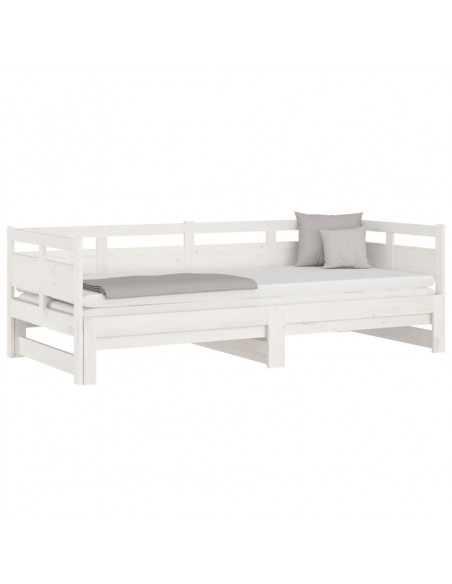 Dormeuse Estraibile Bianca Legno Massello di Pino 2x(80x200) cm