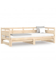 Dormeuse Estraibile in Legno Massello di Pino 2x(90x190) cm 2