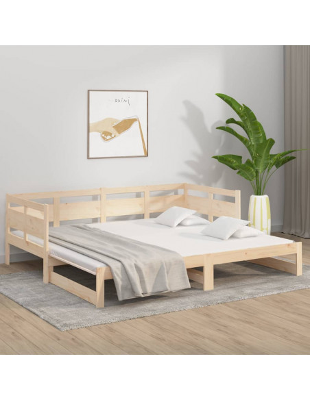 Dormeuse Estraibile in Legno Massello di Pino 2x(90x190) cm
